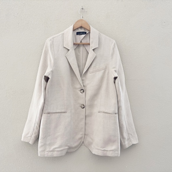 Peruvian Connection Belda Blazer Jacket Lyocell Linen Cream Classic Western 12 - Picture 4 of 13